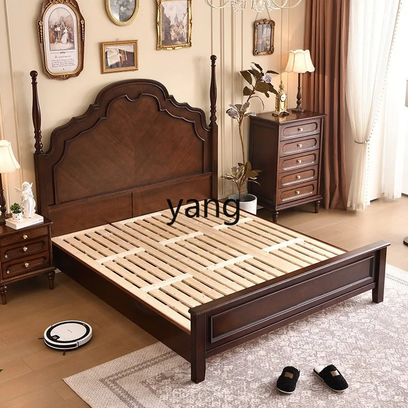 LH solid wood double bed simple high box storage master bed