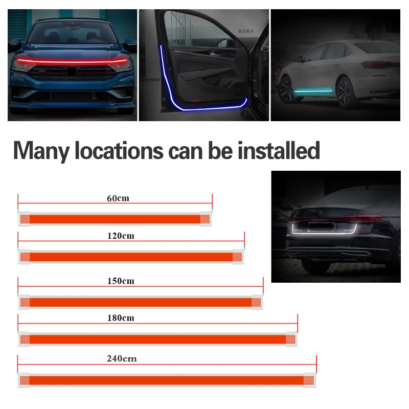 Universal 12V FOR FAW BESTURN X40 2016-2019 Car LED Hood Daytime Running Light Strip Waterproof Flexible Car LED Decorative Lamp