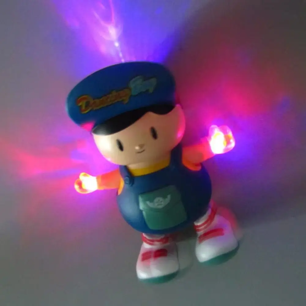 Desktop Ornament LED Dancing Boy Figurine with Lights Music Dancing Swing Boy Plastic Simulation Electric Boy Desktop Ornament