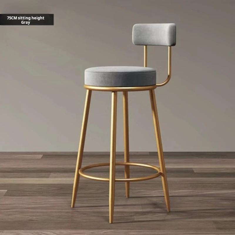 Modern velvet Bar chair kitchen high stools Home barchair with backrest metal stools INS counter height bar stools furniture