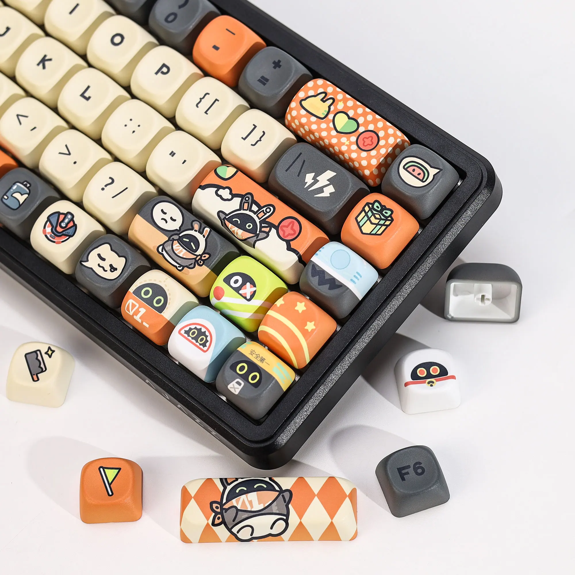 KBDiy ZZZ Bangboo Themen-Keycaps Anime Niedliche KOA MOA Profil PBT Tastenkappen ISO Benutzerdefinierte DIY für 60% Gaming Mechanische Tastatur Tastenkappen – Detail 18