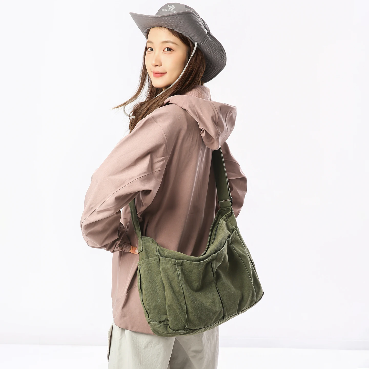 

Canvas Women's Bag Durable Shoulder Bag Commute Eco Bag Korean Shopper Messenger Bag Y2K Handbag Student Satchel Multi Pockets