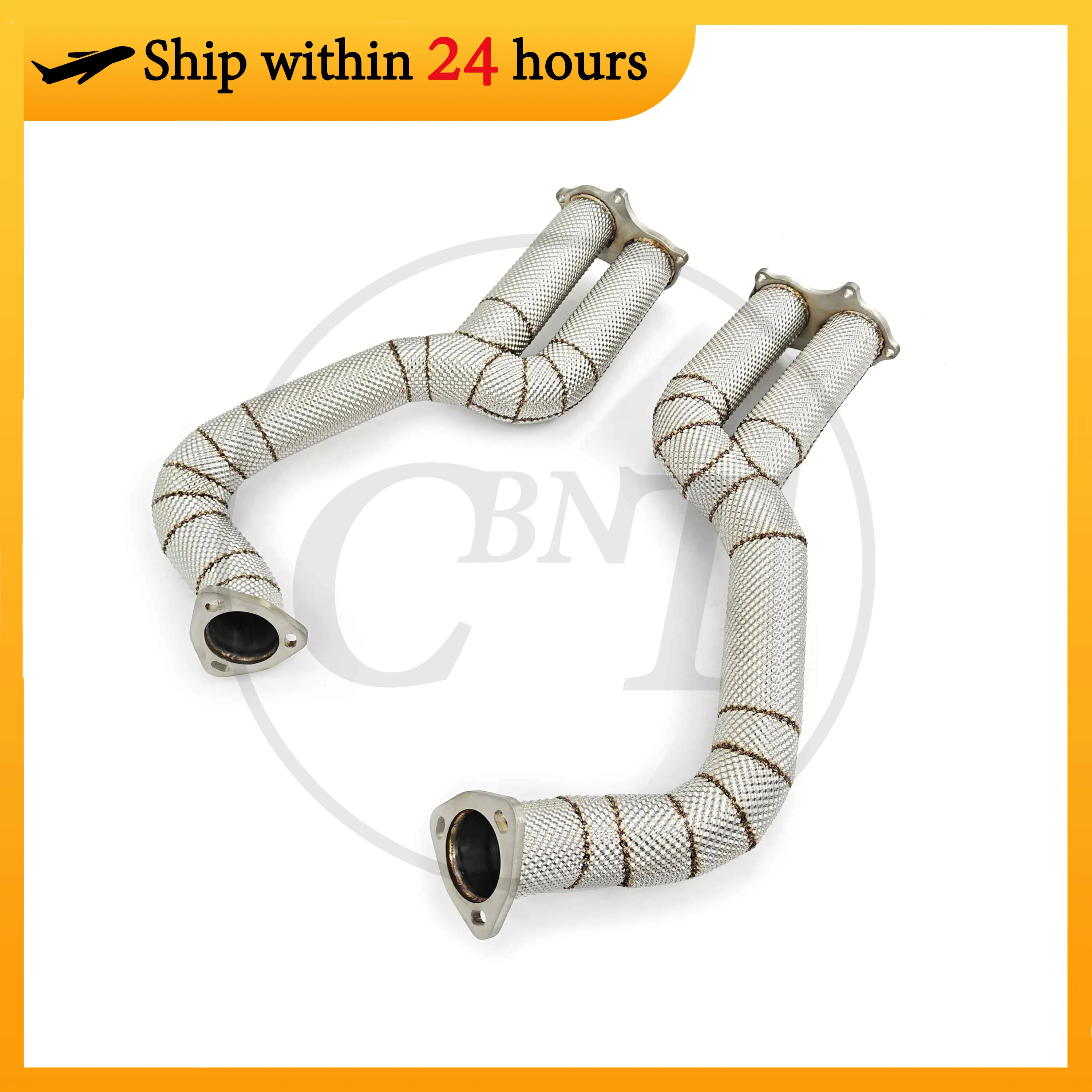 CBNT Exhaust-pipe Downpipe for Porsche 718 Cayman GT4/Spyder/GTS 4.0L High Performance SS304 Exhaust Header with Heat Shield