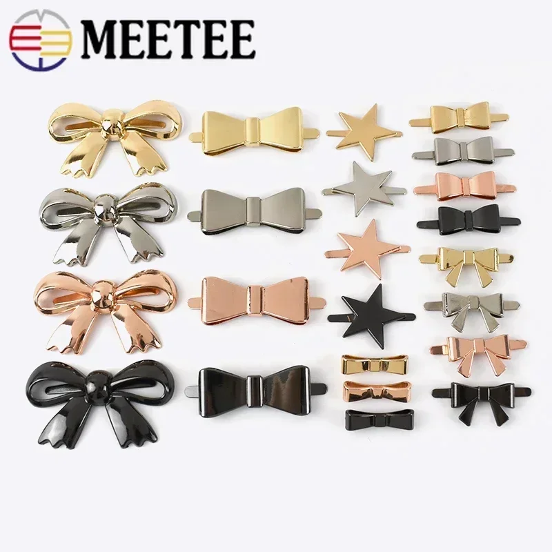 10/20Pcs Meetee Metal Bow-knot Buckles Shoes Handbag Leather Crafts Clasps Clothes Decor Labels DIY Luggage Hardware Accessories