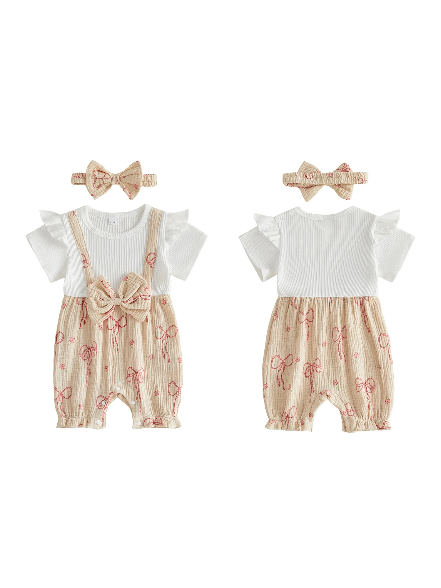 

Очаровательные летние наряды для маленьких девочек, комбинезон без рукавов с цветочным принтом и подходящей повязкой на голову с бантом, комплект из 2 предметов для стильного образа