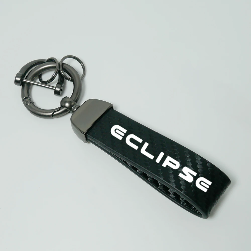 for Mitsubishi Eclipse Car Keychain Carbon Fiber Grain Keyring Funny Decoration Car Accessories Keychain Motorcycle Keychain