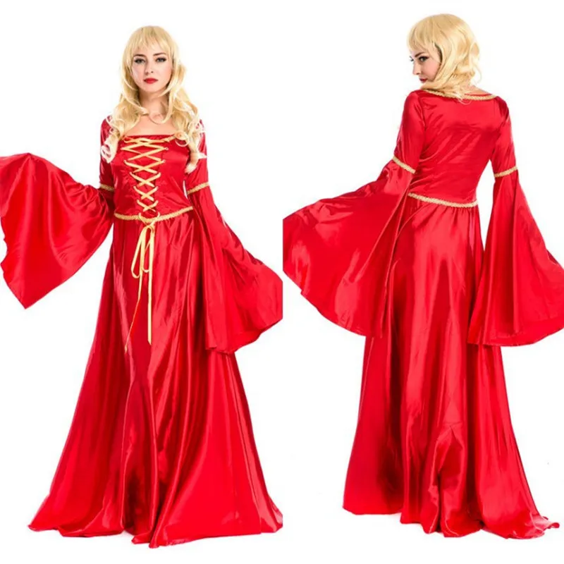 Vintage Palace Costume Medieval Punk Dress Cosplay Halloween Costume Women Carnival Party Disguise Princess Victorian Dress Robe