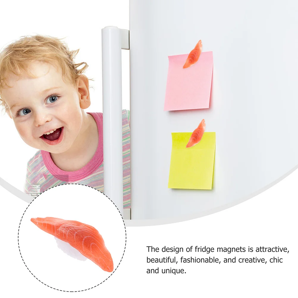 

2pcs Fake Salmon Decors 3D Stickers Home Decorative Gifts Food Magnets For Kitchen Refrigerator Affordable Clear Design Safe