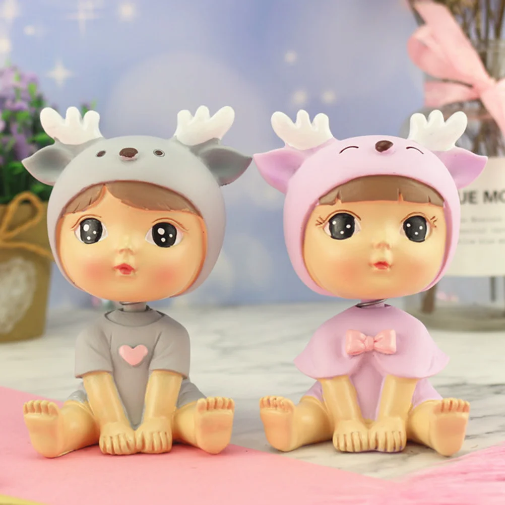 

1Pcs Car Ornament Adorable Rabbit Girl Cake Decor Resin Craft for Party Favors Home Room Shelf Table Decorations