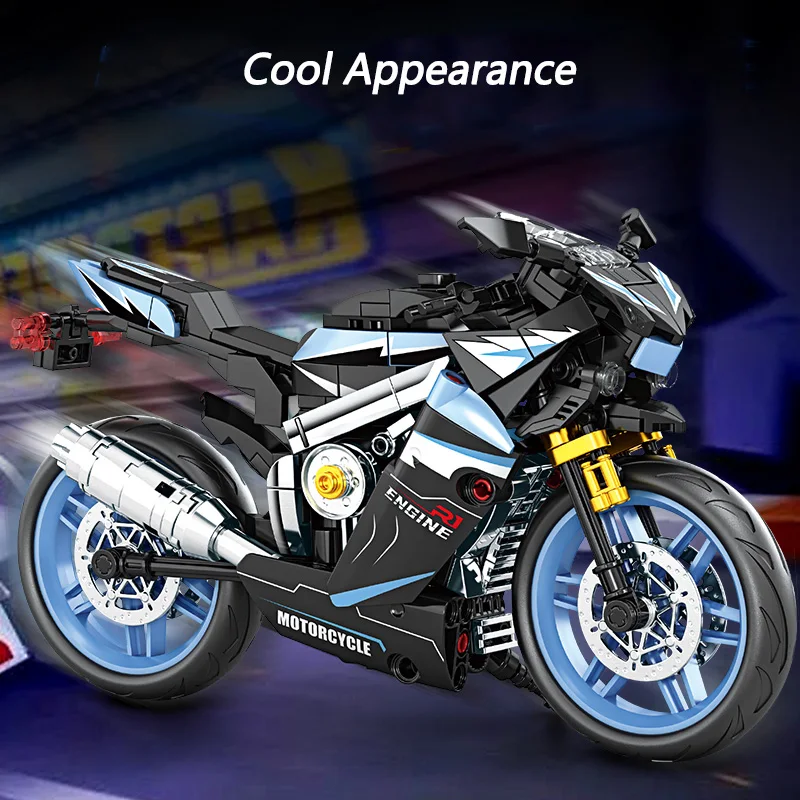 Motorcycle Building Blocks Set, Racing Superbike Model, DIY Assembly Collectible Moto Toy, Christmas Gift