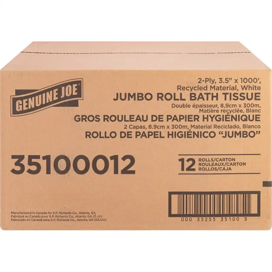 Genuine Joe Jumbo Jr Dispenser Bath Tissue Roll, Each