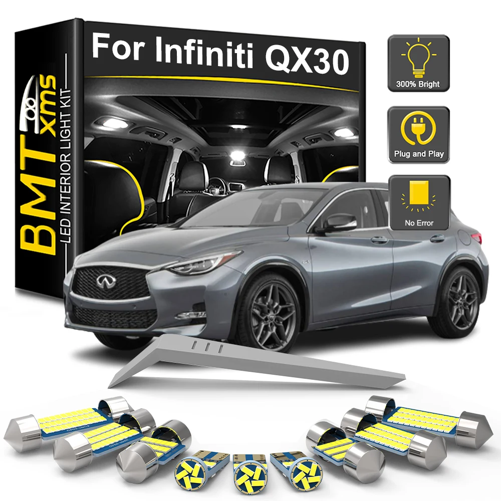 

BMTxms 7Pcs Canbus For Infiniti QX30 2015 2016 2017 2018 2019 Vehicle LED Interior Light Bulb Kit Dome Map Reading Trunk Lamp
