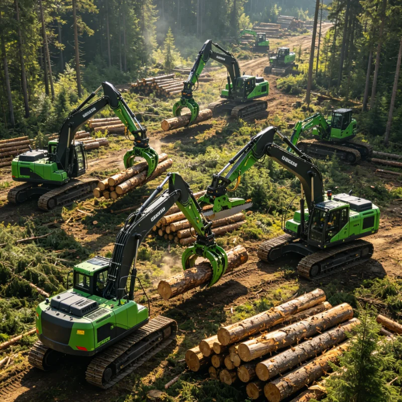 Customized tree shear grapple hydraulic 360 rotator saw wood cutter forestry log handler hydraulic wood cutter forestry shear