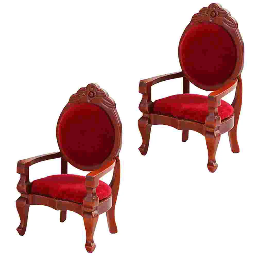 2 PCS Toy Chair Vintage Decor for Home Mini Baby Rocking House Decoration Small