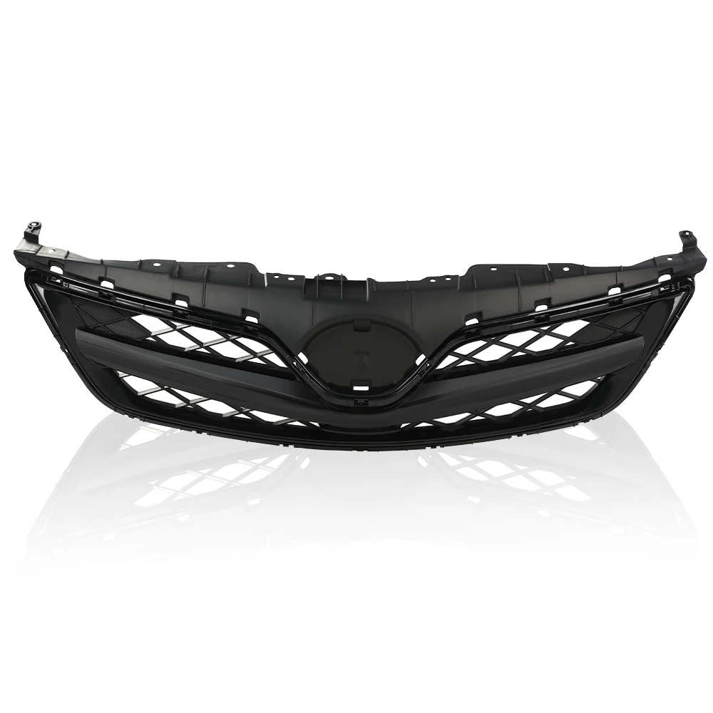 Front Upper Bumper Grille Compatible with 2011 2012 2013 Toyota Corolla Painted Black Plastic