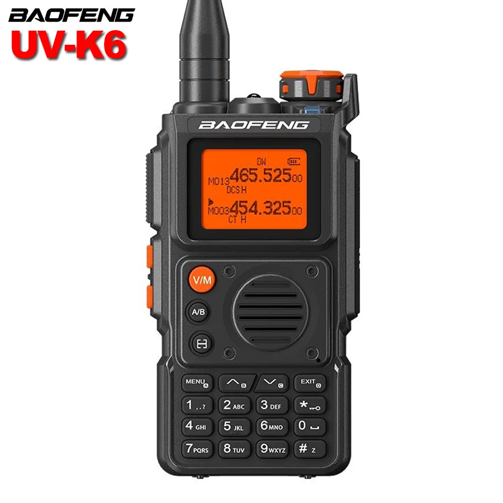 

New Baofeng Walkie Talkie UV-K6 Full Band Wireless Copy Frequency Two Way Radios BF-K6 Type-C Charging NOAA FM Radio BF-UVK6