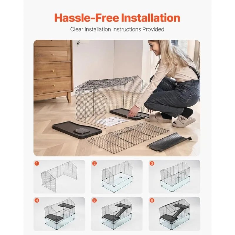 E أو قفص الهامستر، 360 °    iewing موائل الهامستر الشفافة، قفص حيوانات صغير، 29.5 × 17.3 × 24 بوصة، أقفاص فأر للحيوانات الأليفة #4