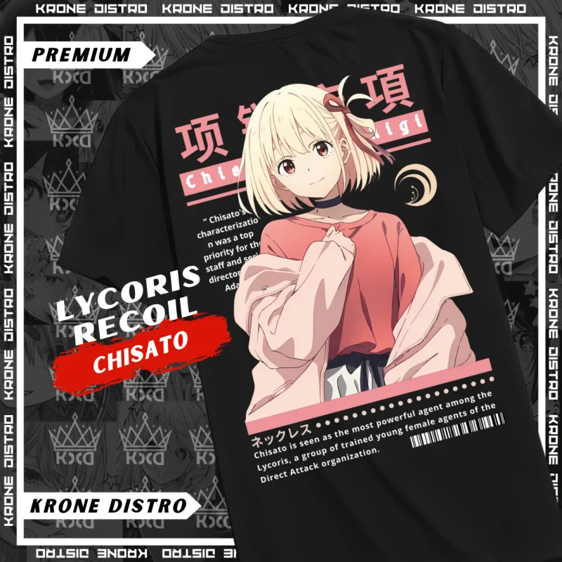 CHISATO NISHIKIGI Katun Premium 24s V3 - Tshirt Distro Lycoris Recoil Oversize Dewasa T-shirt