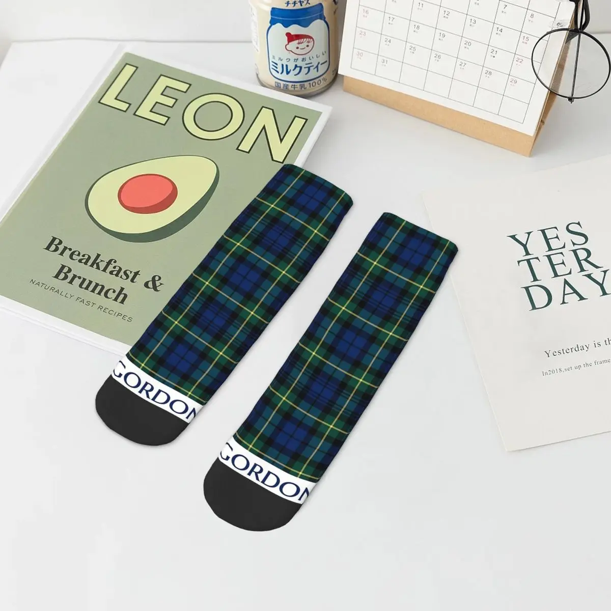 جوارب Clan Gordon Tartan جوارب Harajuku الممتصة للعرق، ملحقات جوارب لجميع المواسم لهدايا للجنسين #2