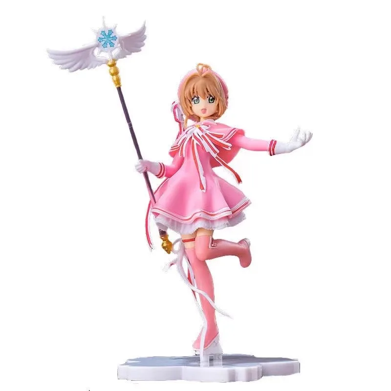 Original Sega Card Captor Sakura Anime Figure Kawaii Standing Kinomoto Sakura Action Figures 50cm Furyu Staff Figure Girl Gift