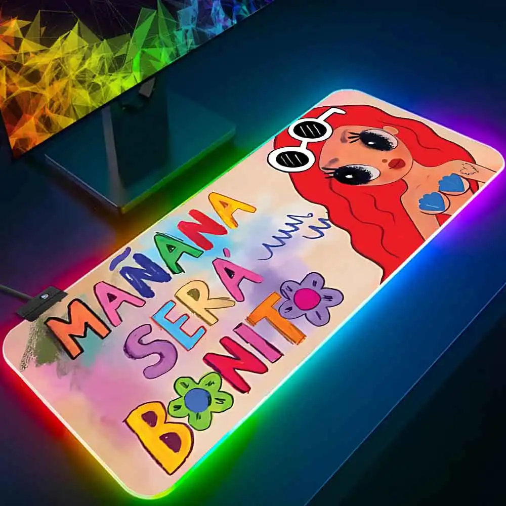 Karol G Manana Sera Bonito RGB Pc Gamer Keyboard Mouse Pad Mousepad LED Glowing Mouse Mats Rubber Gaming Computer Mausepad