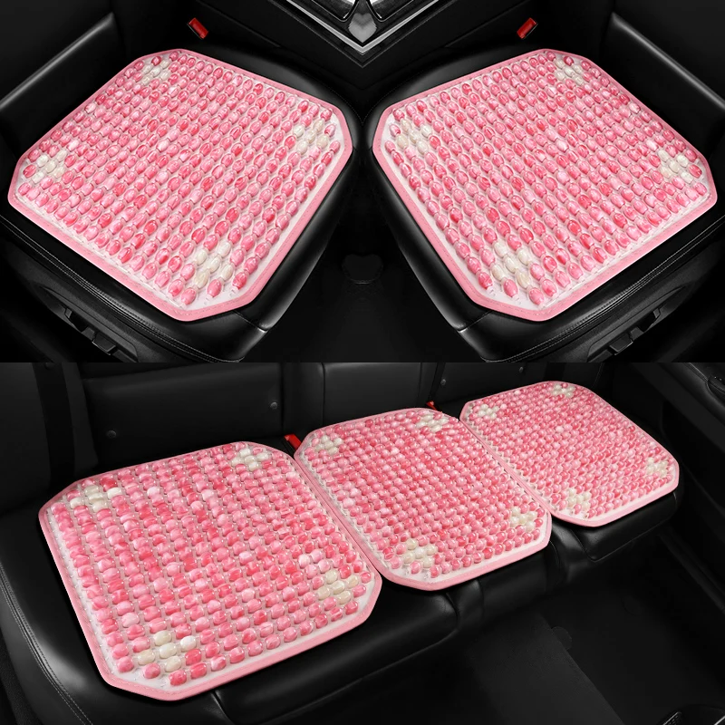 3pcs Synthetic Resin Jade Car Seat Cushion – Cooling Breathable, Non-Slip Stay-in-Place Design, Multiple Colors, Fade-Resistant
