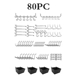 80Pcs Grid Wall Display Hooks Storage Racks Metal Panel Hang Retail Shop Peg Goods Shelf Fits Perforated Workshop Hook