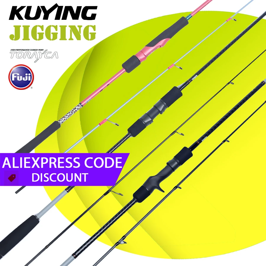 

KUYING VITAMIN 6'4" 193cm 7' 210cm Jigging Jigbait Fishing Rod Spinning Casting Light Slow FUJI Ring Carbon Fiber L M 30-350g