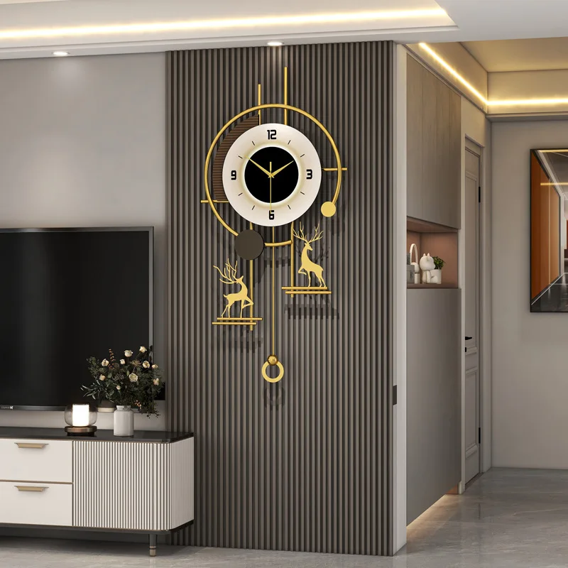

Light luxury luxury clock wall hanging modern simple wall clock living room free punching 2026 new household silent clock