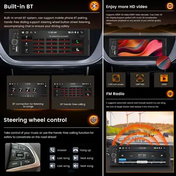 Navifly 2G+32G 通用型單DIN安卓車用音響,6.86吋高清觸控屏,支援無線CarPlay、車用收音機、多媒體視訊播放器、GPS導航和FM收音機功能 10 最佳銷售 數位儀錶板汽車 - №4