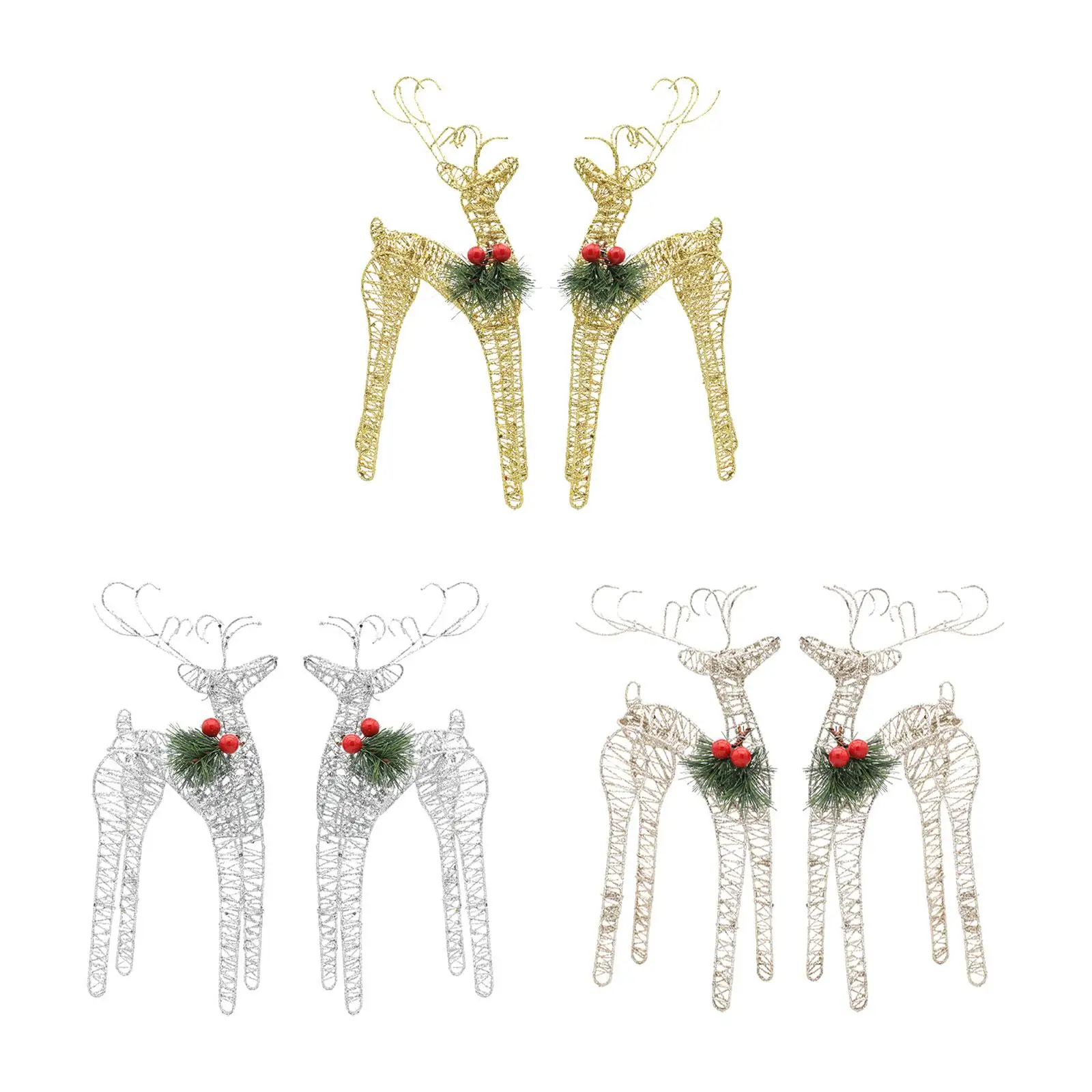 2x Christmas Decorations Table Reindeer Decors for Home Front Door Holiday