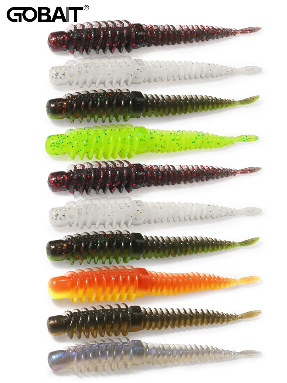 10PCS Weiche Köder 6,5 cm 7,5 cm 8,5 cm Gewinde TPE Wurm Jig Haken Karpfen Angeln Tackle Pesca swimbait Getriebe Fisch Geschmack Kit Köder