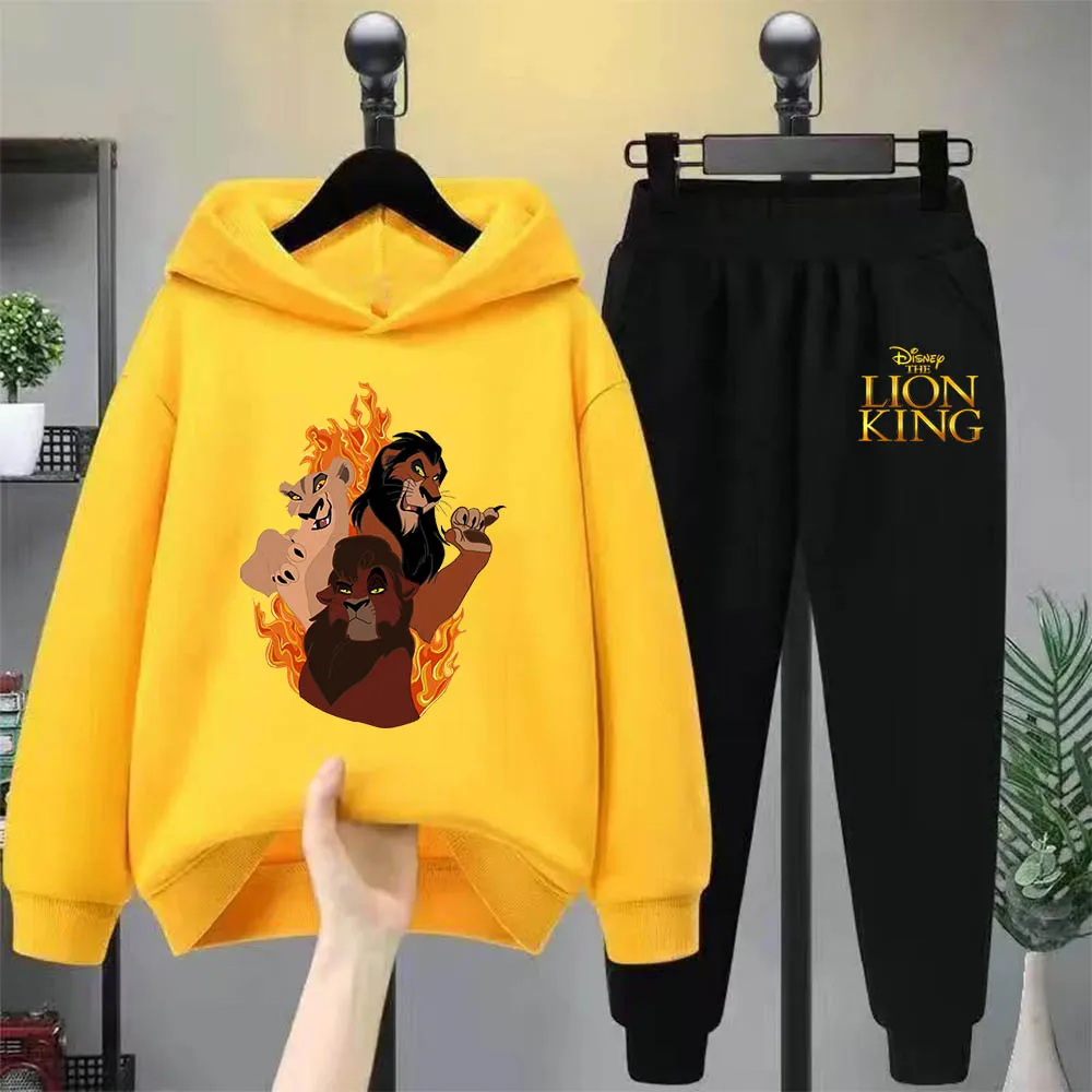 Popular Instagram cartoon Disney Lion King cartoon clothes Boys and girls clothing long sleeve hoodie and sweatpants suit