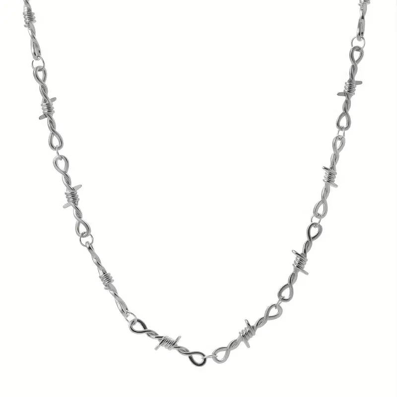 1pc Unisex Hip-Hop Gothic Punk Style Barbed Wire Necklace, Fashionable Little Thorns Necklace, for Men and Women image 6