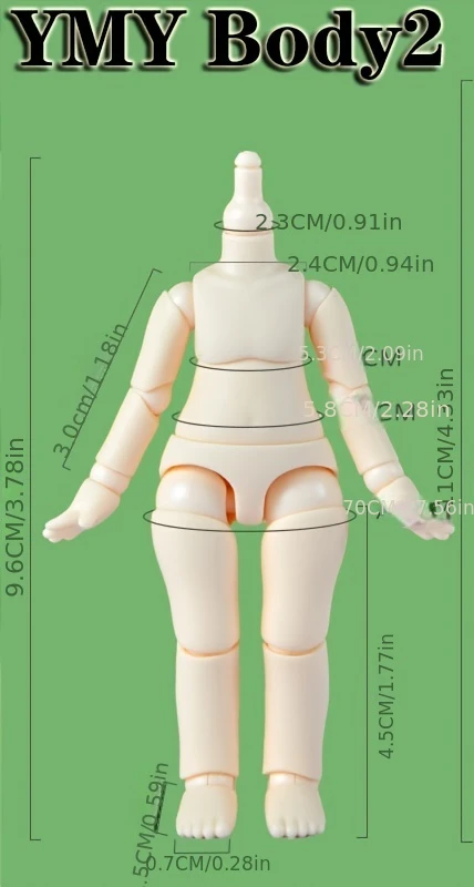 YMY BJD Doll Body GSC Compatible with Ob11 Size 1/12 Gift Baby Doll, Including Shoes