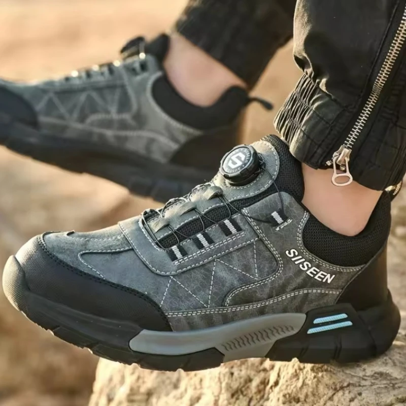 أحذية أمان رجالية زر دوار أحذية رياضية رجالي مكافحة سحق ثقب برهان أحذية عمل غير قابلة للتدمير عدم الانزلاق حذاء رجالي 2025 جديد #6