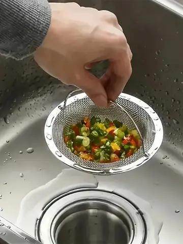 1pc Kitchen Sink Strainer W/Handle, RV Kitchen Sink, Sink Waste Strainer, Stainless Steel Sink Dishwasher Hopper, Restaurant Sin