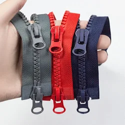 8# Double Slider Resin Zipper Two-Way Open-End Jacket Coat Long Zip DIY Sewing Repair Kit Garment Accessories