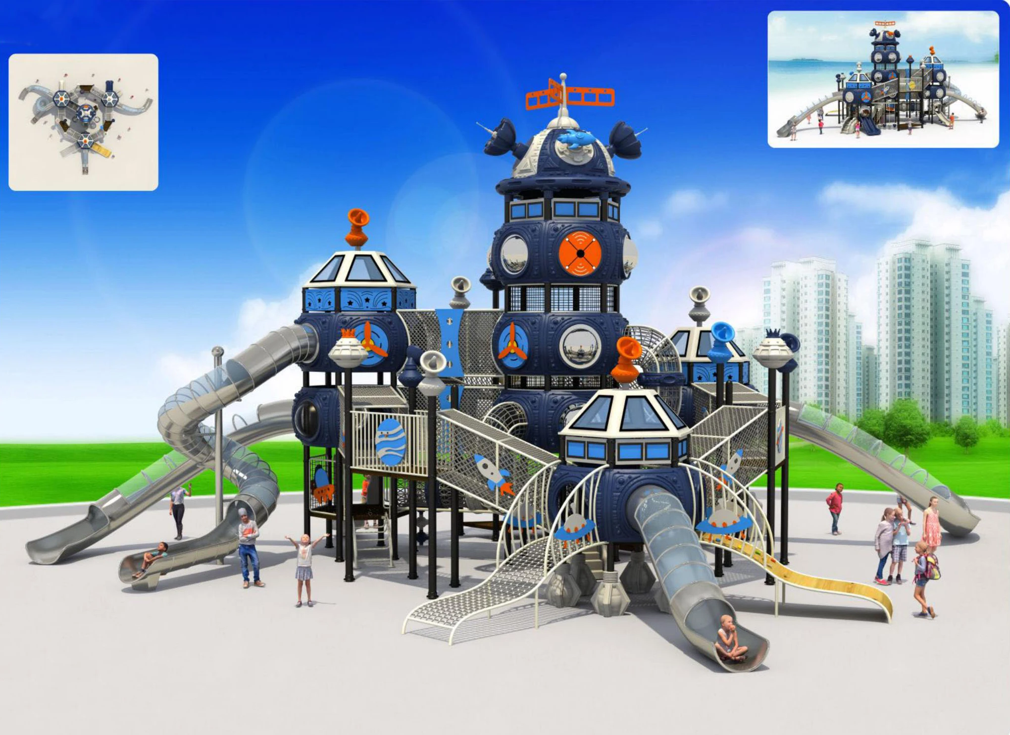 Factory Outdoor Amusement Parks Plastic Play Set Interesting Children'S  Commercial Outdoor Children Playground Equipment