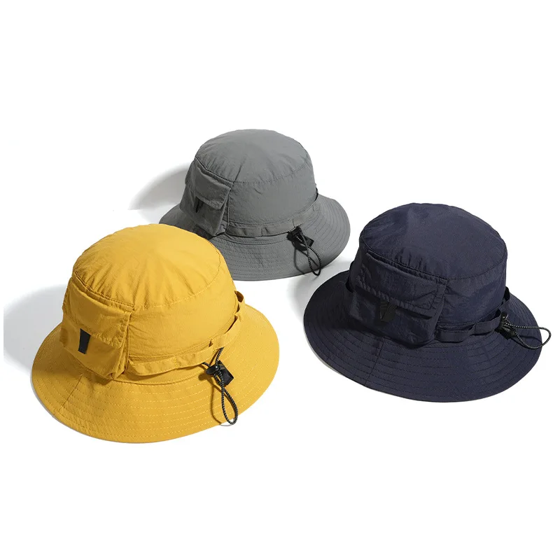 Waterproof Bucket Hat with Cords for Outdoor Caps Men Women Sun Protection for Hiking Fishing Beach