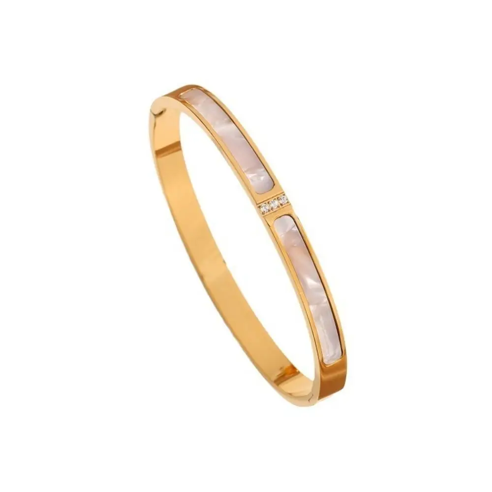 Personality Simple Style Shell Mother Bracelet Luxury Ins Design Titanium Steel Bangles Fashion Gift Couple Bracelets Wedding