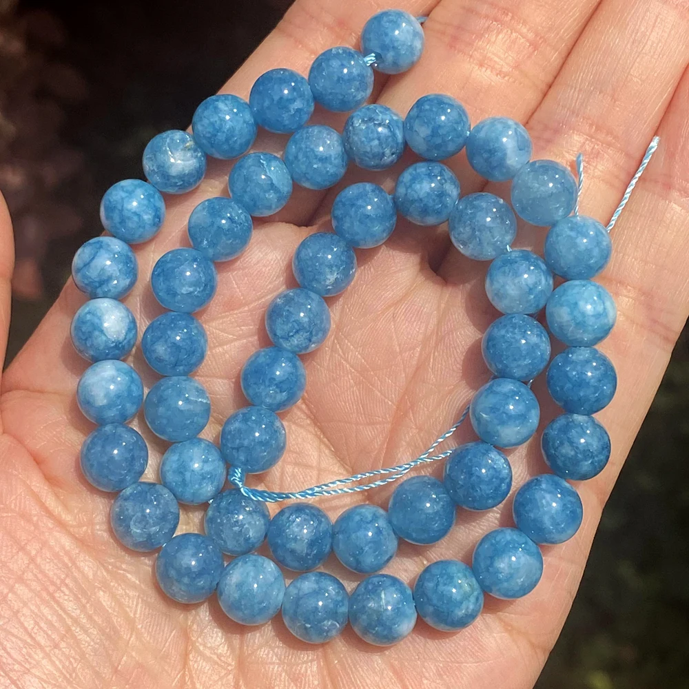 45 Style Natural Stone Beads Blue Chalcedony Crystal Glass Gemstone Jades Agate Beads Jewelry Making DIY Handmade Bracelet 15‘’