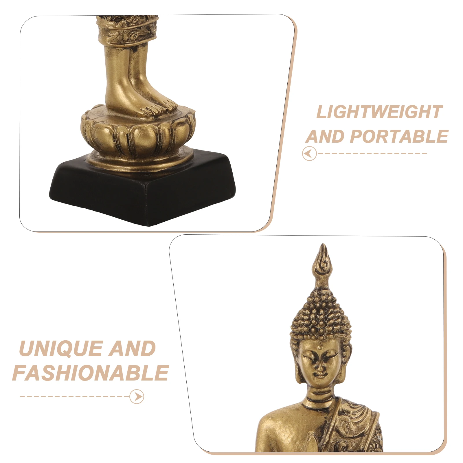 

Mini Resin Buddha Statue Retro Design Desktop Sculpture for Home Office Zen Decor Buddha Statue Resin Craft Figurine