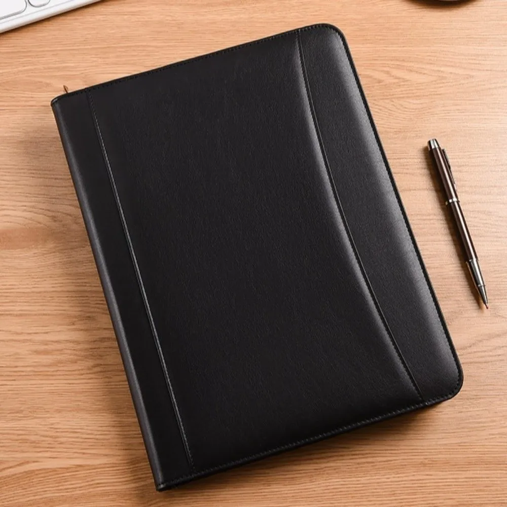 

Office Supplies A4 PU Document Folder Waterproof with Zipper Padfolio Durable Multi-Layer Document Organizer Business