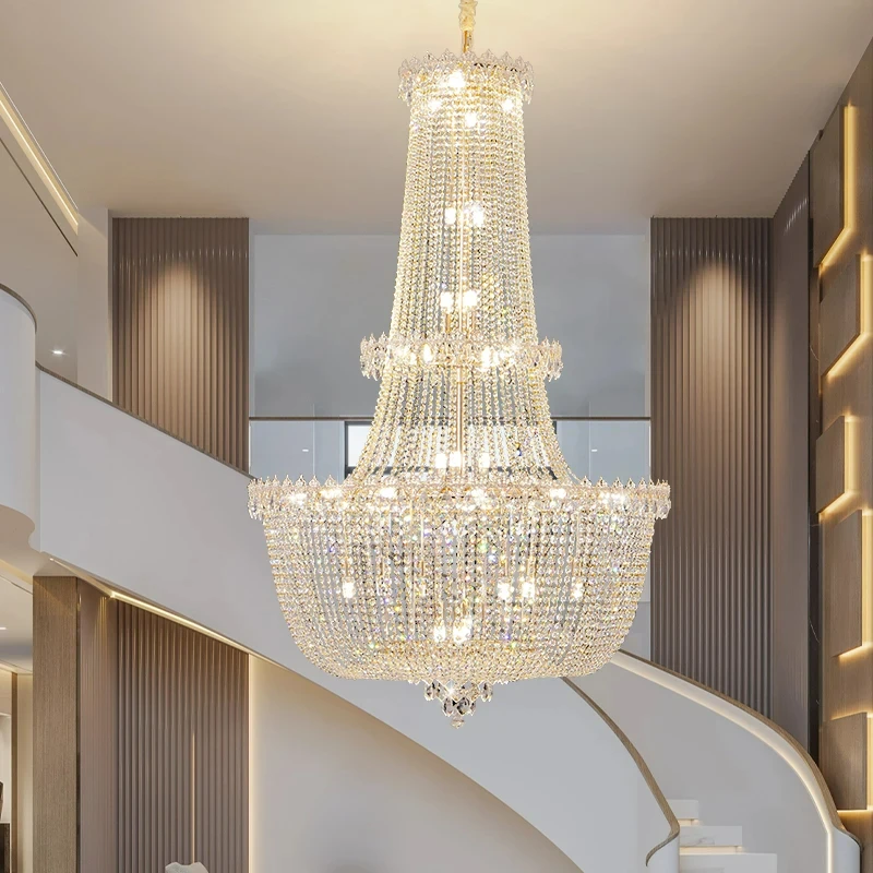 modern k9 crystal duplex chandelier grande iluminacao decoracao do lar villa teto sala de estar novo 2024 01