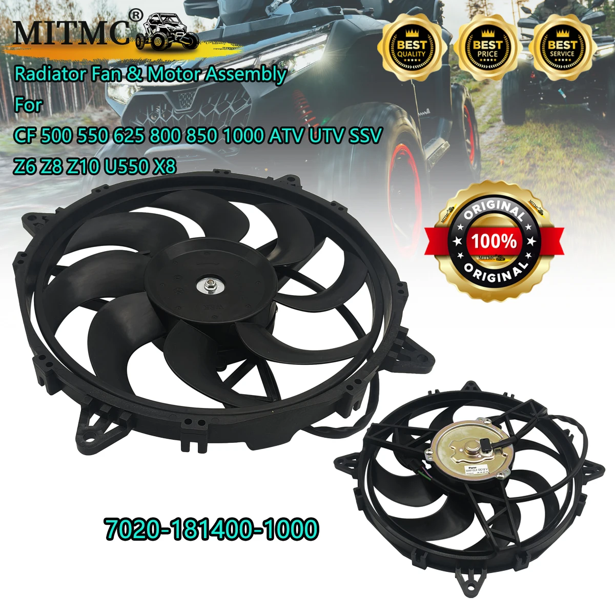 

Original Radiator Fan & Motor Assembly For CF 500 550 625 800 850 1000 ATV UTV SSV Z6 Z8 Z10 U550 X8 Parts Code 7020-181400-1000