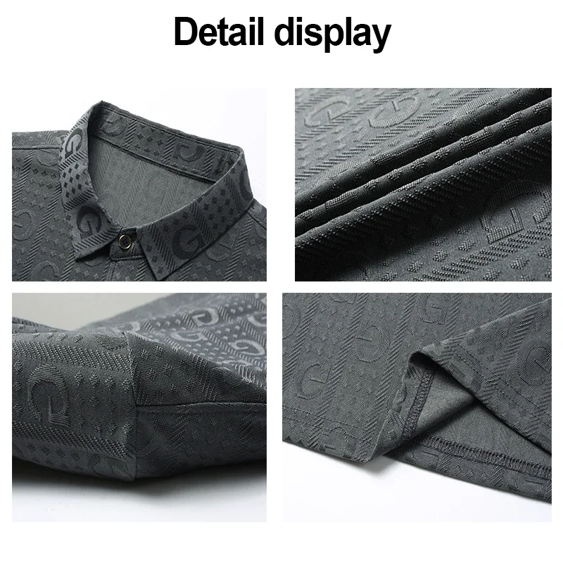 Polo informal de negocios para hombre, Camiseta holgada y cómoda con estampado impecable, manga corta, Verano