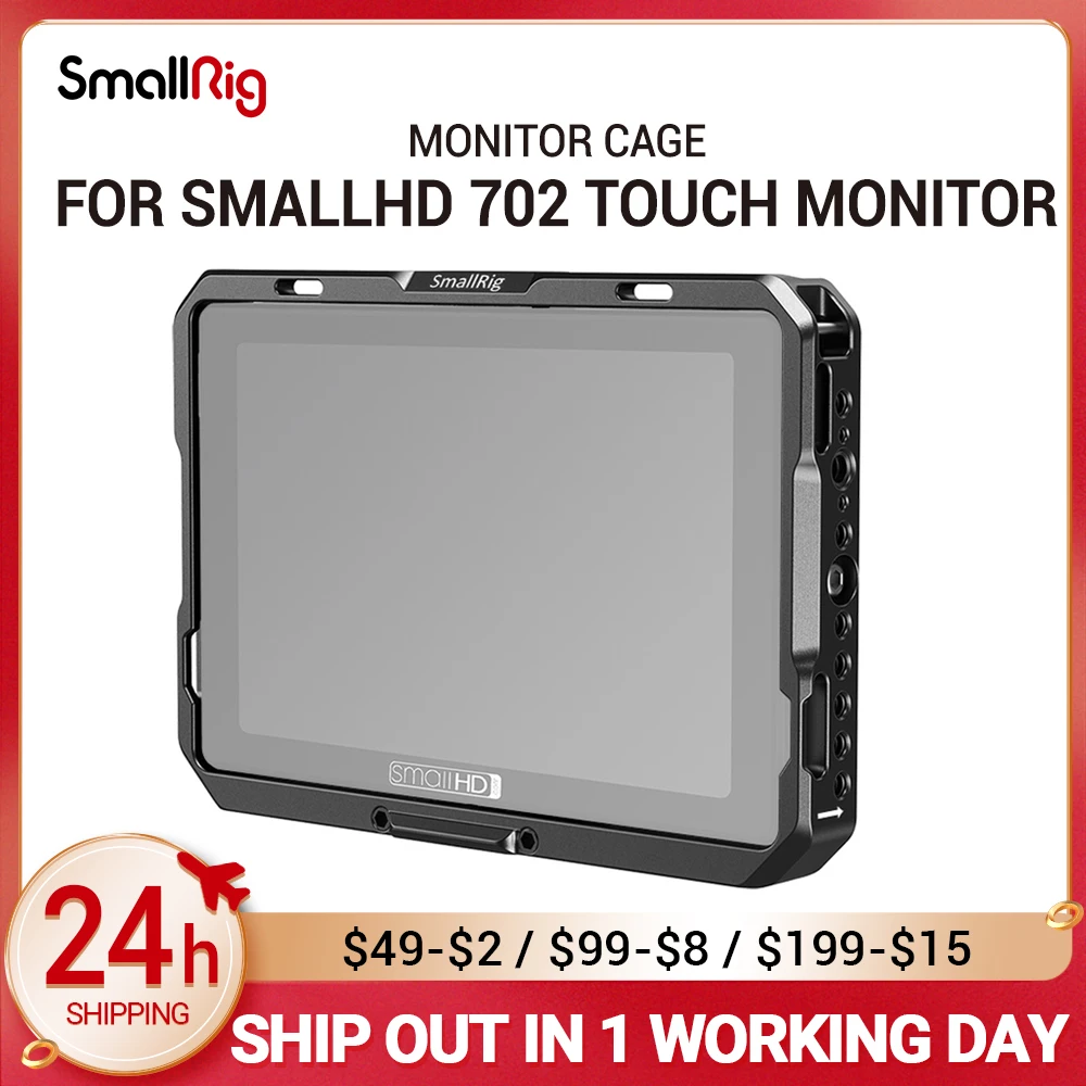 SmallRig Director Monitor Cage w/ Sun Hood fr SmallHD 702 Touch Monitor Feature 1/4 & ARRI 3/8 & NATO Rail Accessory Mount 2684