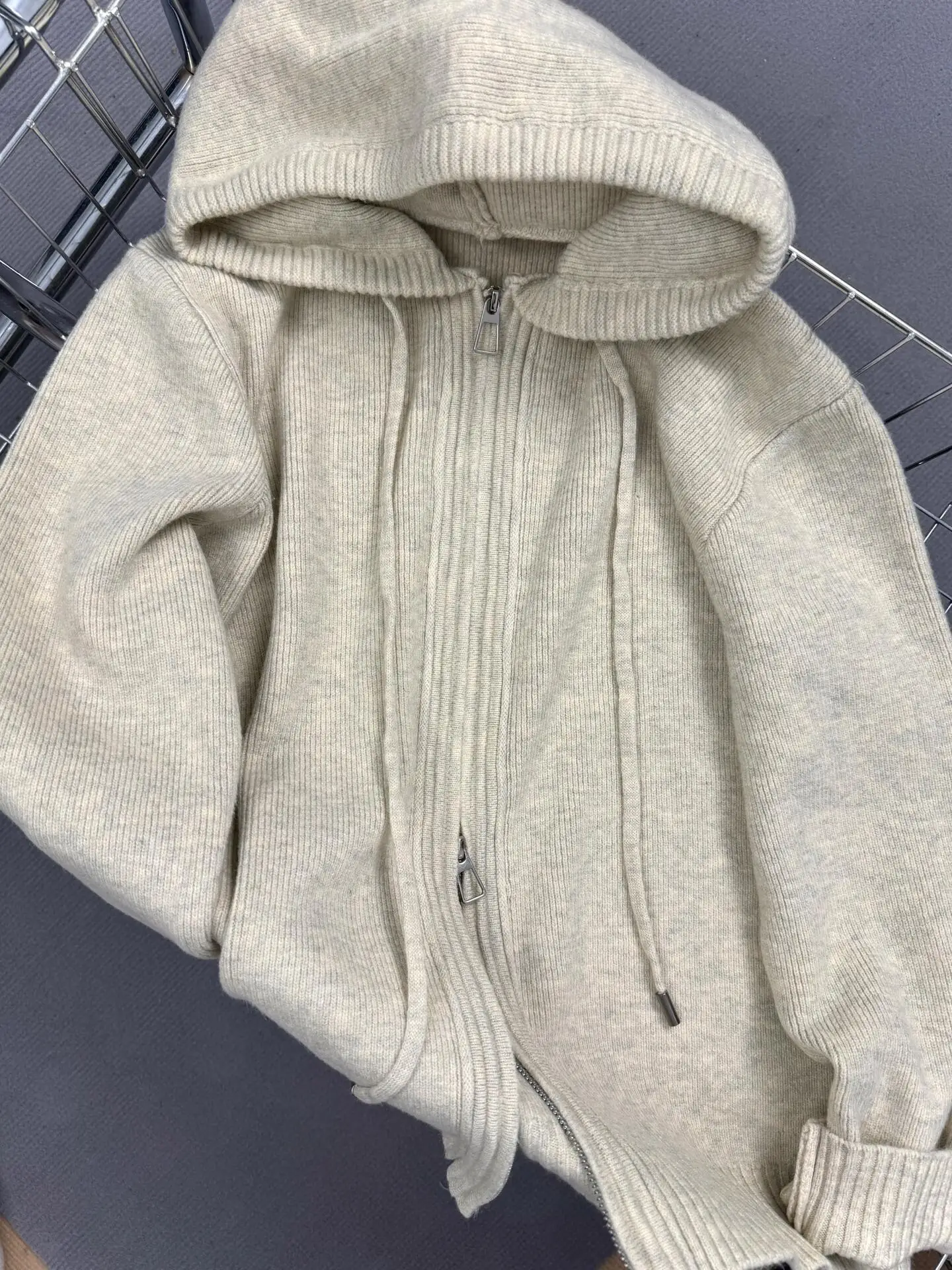 

Soft Long Sve Knitted Hoodie Women's Casual Double Zipper Comfortable Knitwear Spring Faion 2025 Korean Sle Loose Fit