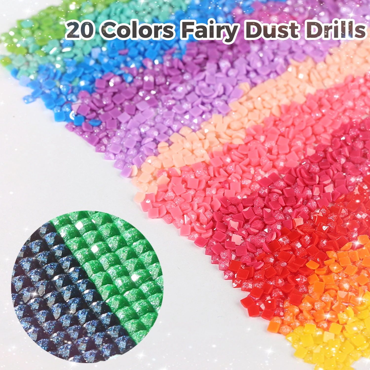 20 Colors Fairy Dust Drills Resin Square Diamonds Crystal Beads Accessories Art Sugar Dust Beads 2.5mm,1000pcs